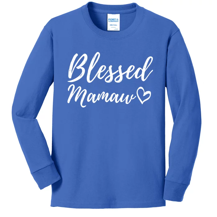 Blessed Mamaw Gift Christmas Family Matching Thanksgiving Gift Kids Long Sleeve Shirt