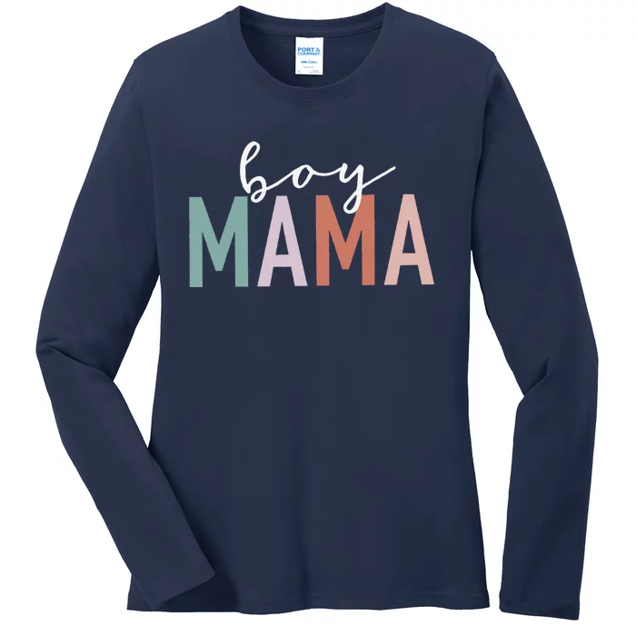 Boy Mama Gifts For Mother Mom Of Boy Leopard Print Ladies Long Sleeve Shirt