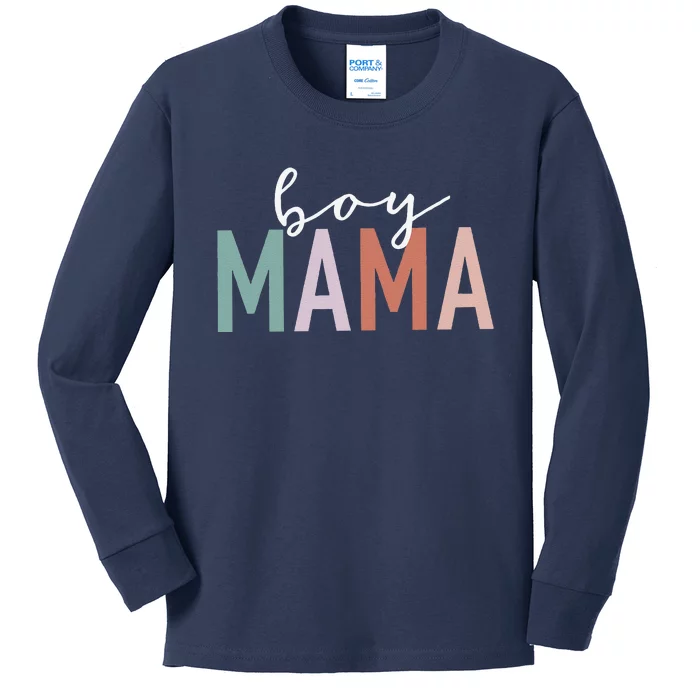 Boy Mama Gifts For Mother Mom Of Boy Leopard Print Kids Long Sleeve Shirt