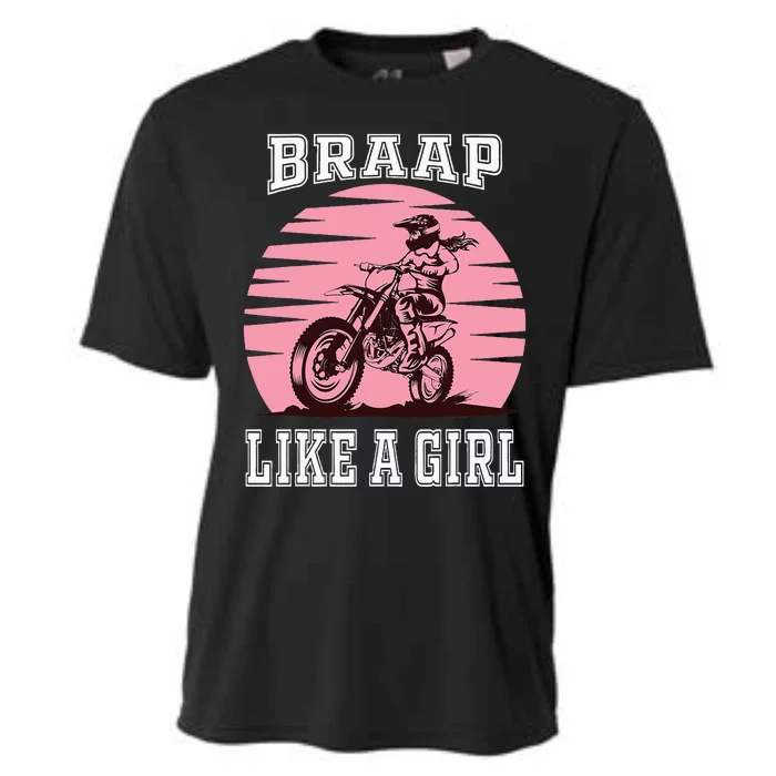 Braap Motorcycle Girl Motocross Dirt Bike Cooling Performance Crew T-Shirt