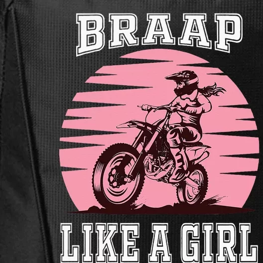 Braap Motorcycle Girl Motocross Dirt Bike City Backpack