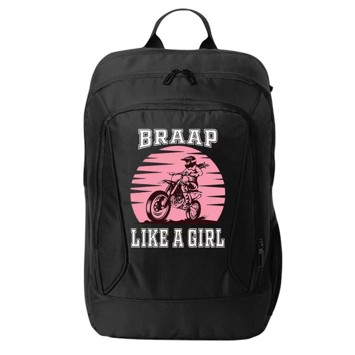 Braap Motorcycle Girl Motocross Dirt Bike City Backpack