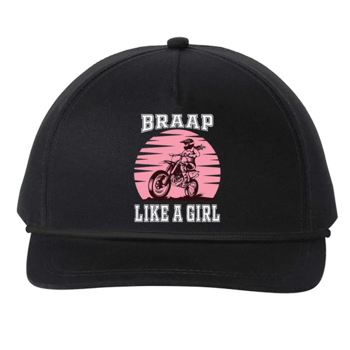 Braap Motorcycle Girl Motocross Dirt Bike Snapback Five-Panel Rope Hat