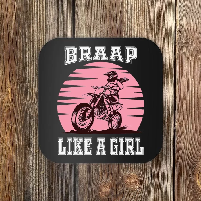 Braap Motorcycle Girl Motocross Dirt Bike Coaster