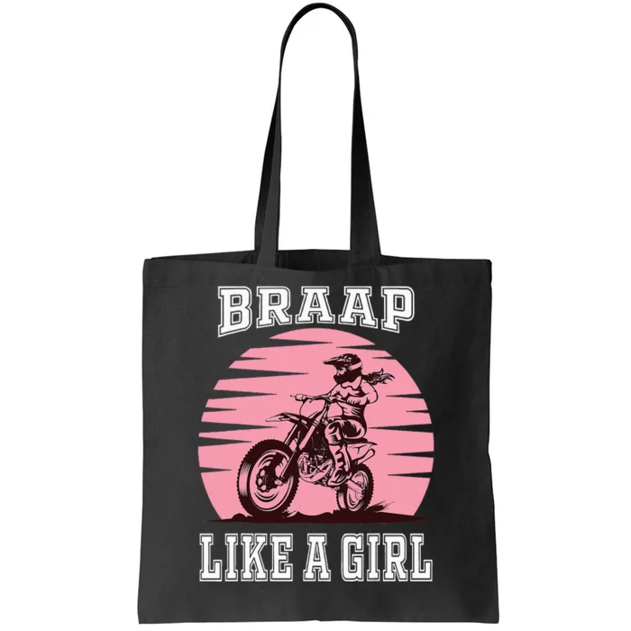 Braap Motorcycle Girl Motocross Dirt Bike Tote Bag