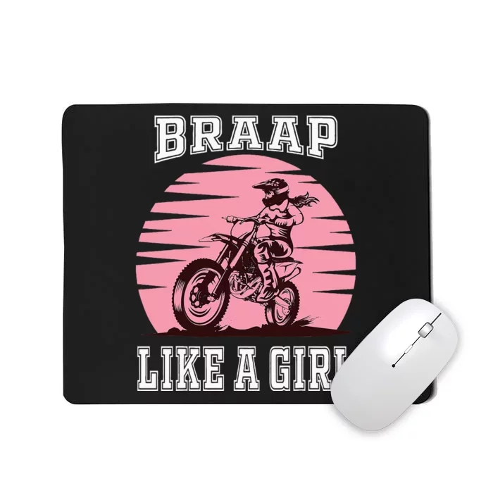 Braap Motorcycle Girl Motocross Dirt Bike Mousepad