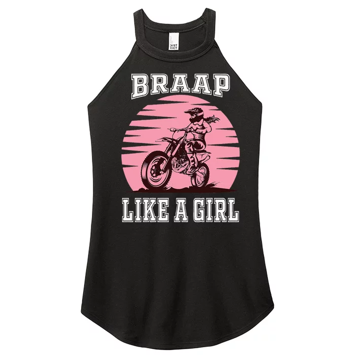 Braap Motorcycle Girl Motocross Dirt Bike Women’s Perfect Tri Rocker Tank