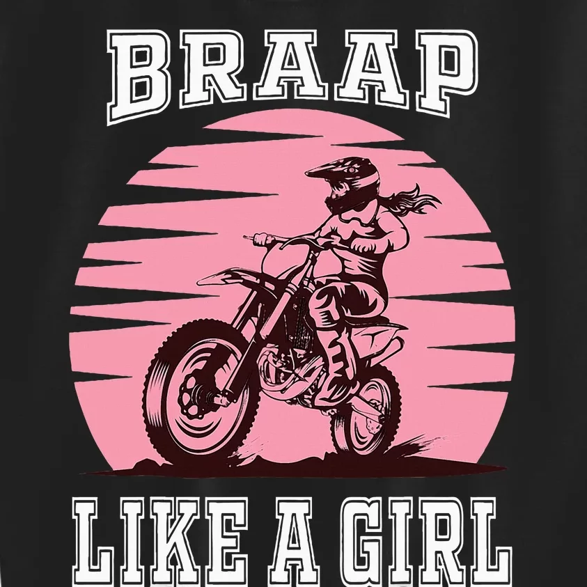 Braap Motorcycle Girl Motocross Dirt Bike Kids Sweatshirt