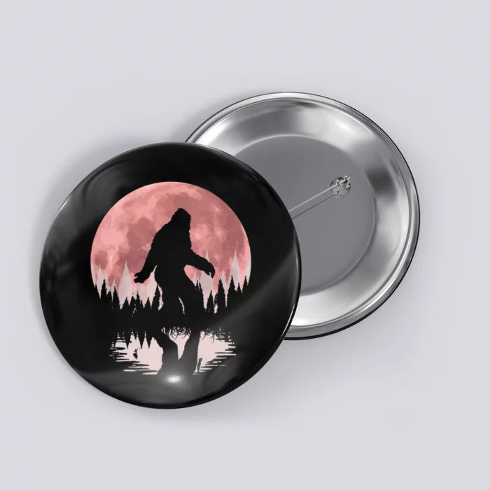 Bigfoot Moon Graphic Night Forest! Cool Sasquatch Button