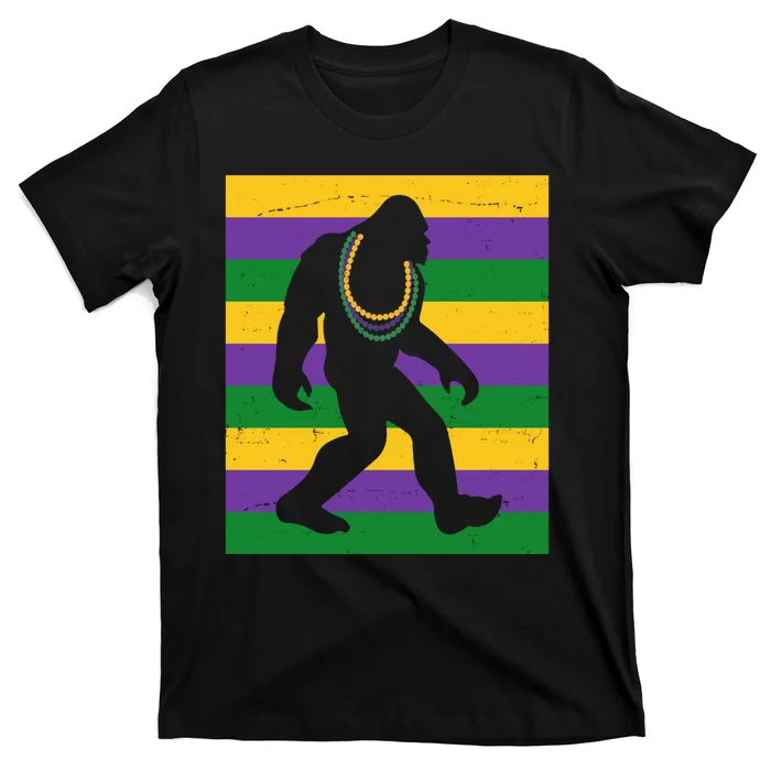 Bigfoot Mardi Gras Festive T-Shirt