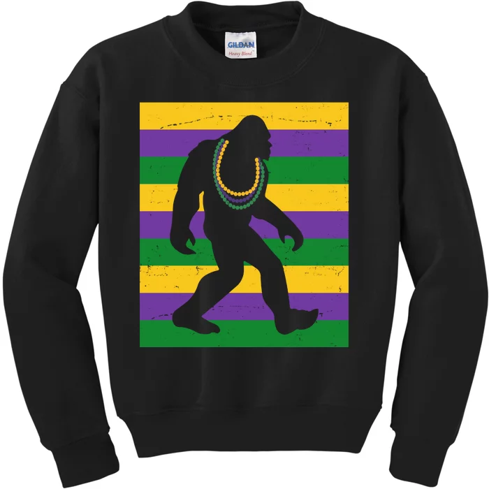 Bigfoot Mardi Gras Festive Kids Sweatshirt