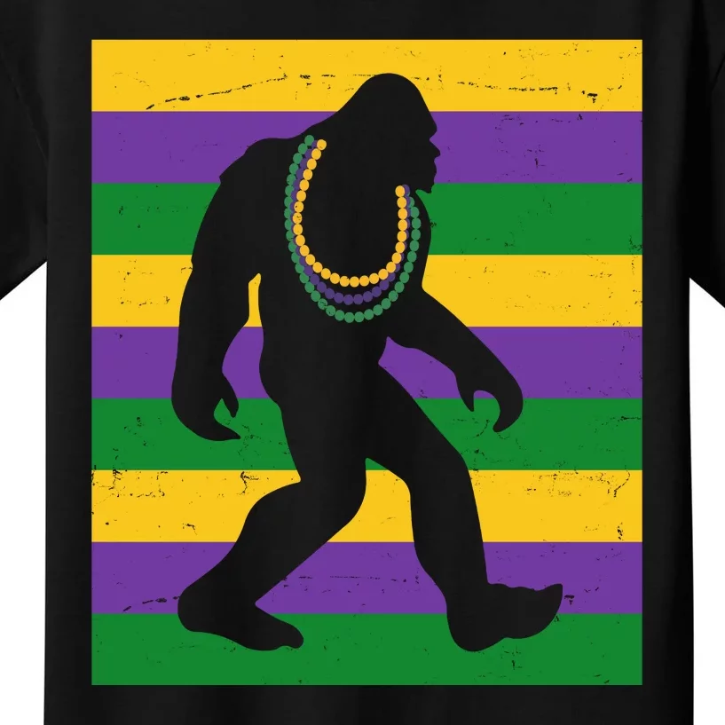 Bigfoot Mardi Gras Festive Kids T-Shirt