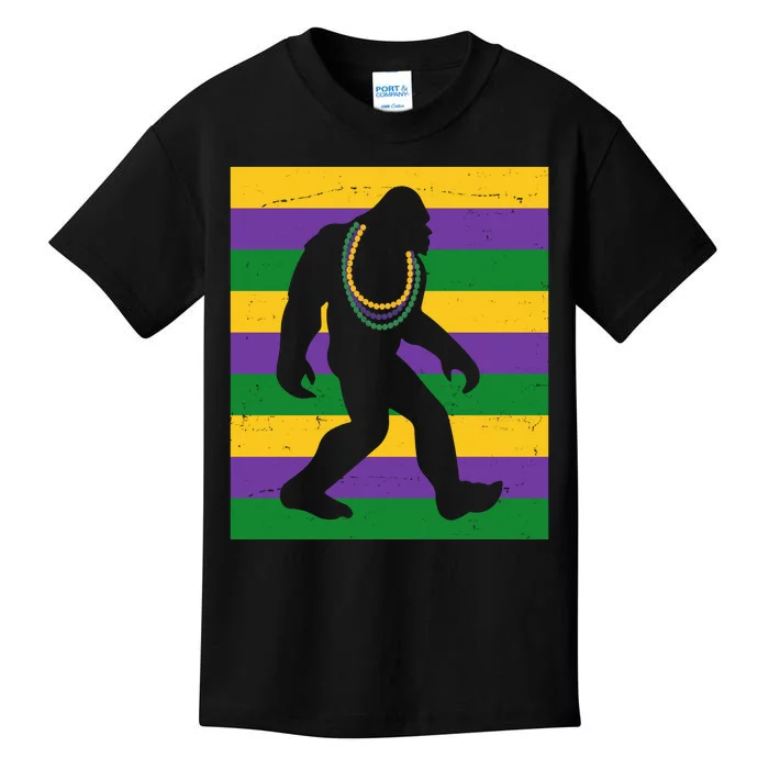 Bigfoot Mardi Gras Festive Kids T-Shirt