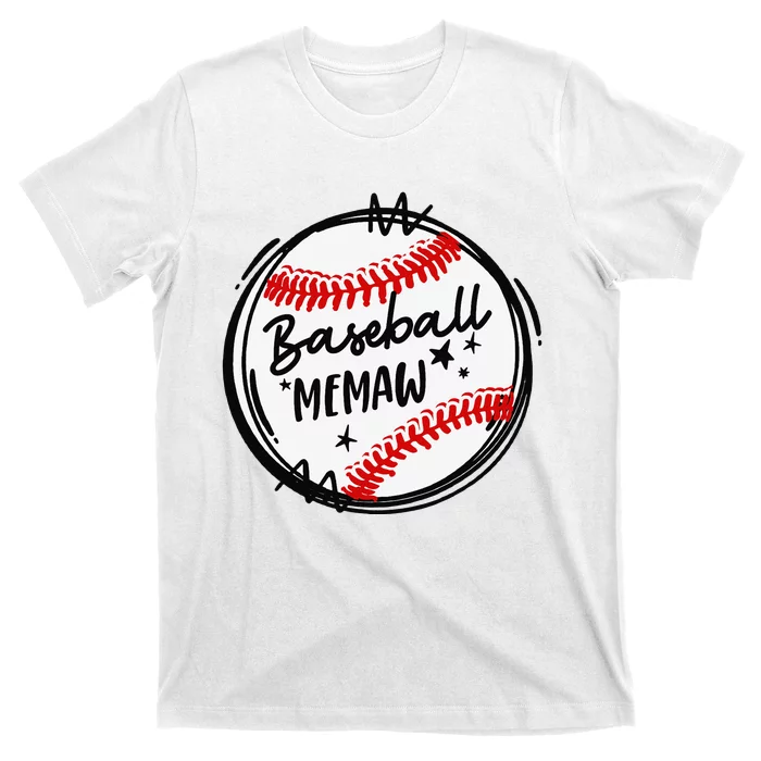 Baseball Memaw Grandma Christmas Mother's Day T-Shirt