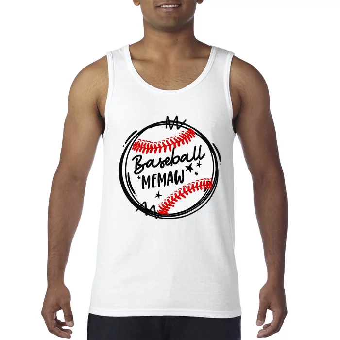 Baseball Memaw Grandma Christmas Mother's Day Tank Top