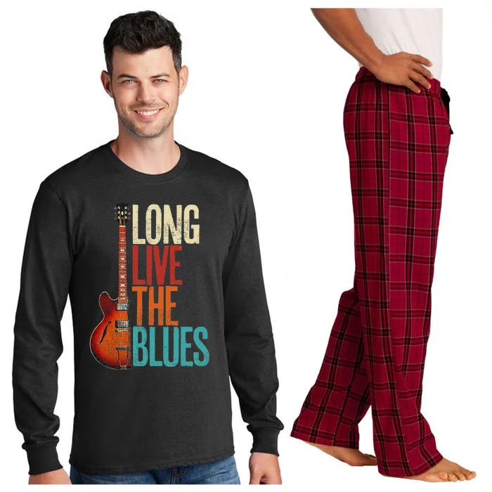 Blues Music Guitar Funny For Guitarist Guitar Player Vintage Long Sleeve Pajama Set