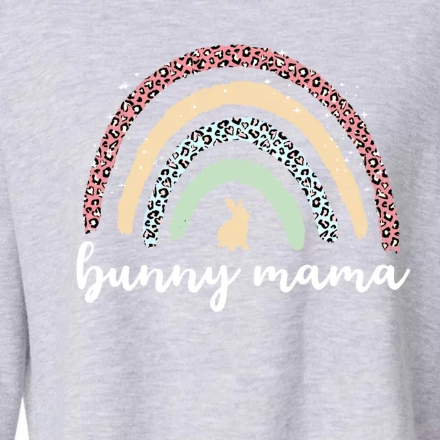 Bunny Mama Graphic Leopard Rainbow Mom Easter Gift Cropped Pullover Crew