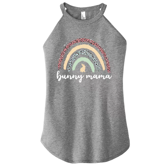 Bunny Mama Graphic Leopard Rainbow Mom Easter Gift Women’s Perfect Tri Rocker Tank