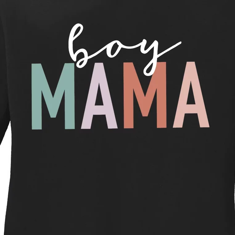 Boy Mama Gifts For Mother Mom Of Leopard Print Ladies Long Sleeve Shirt