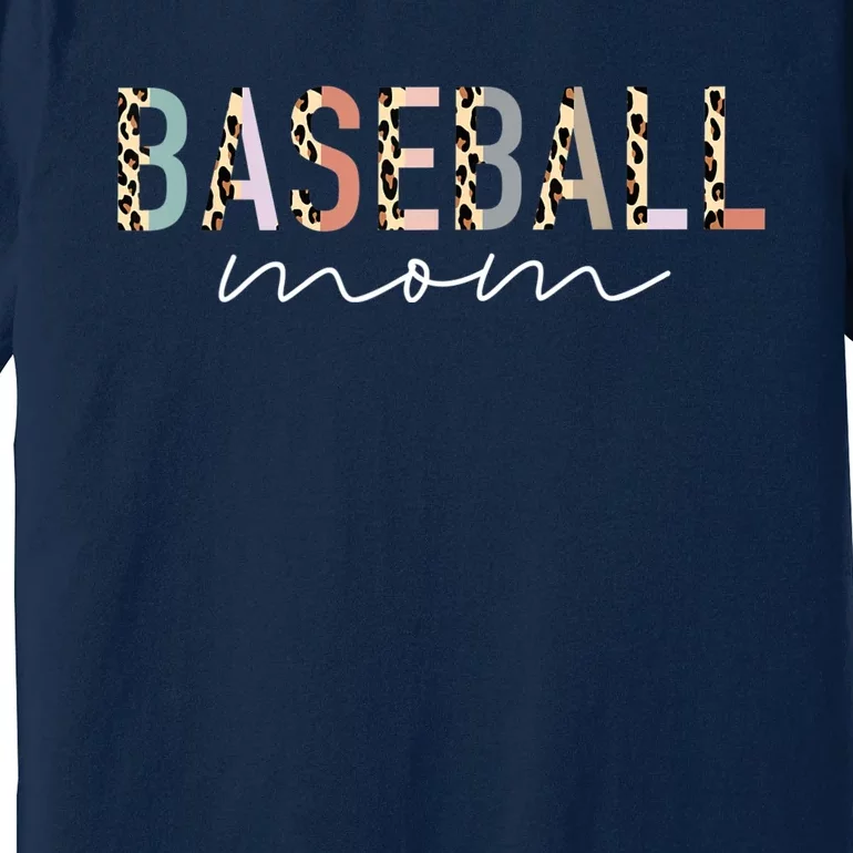 Baseball Mom Gifts Leopard Print Baseball Mama Mother's Day Premium T-Shirt