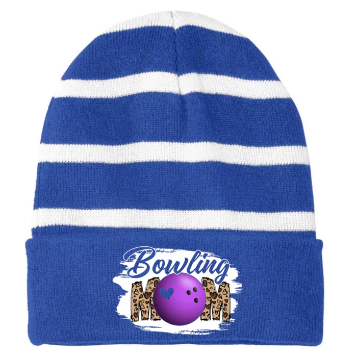 Bowling Mom Game Day Outfit Funny Mother's Day For Mom Gift Striped Beanie with Solid Band