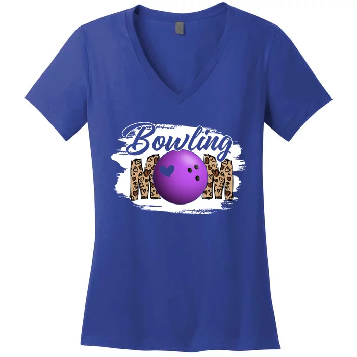 Bowling Mom Game Day Outfit Funny Mother's Day For Mom Gift Women's V-Neck T-Shirt