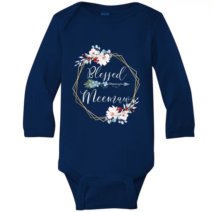 Blessed Meemaw Grandma Gift Baby Long Sleeve Bodysuit