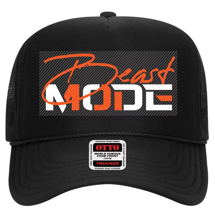 Beast Mode Gym Motivation Graphic High Crown Mesh Trucker Hat