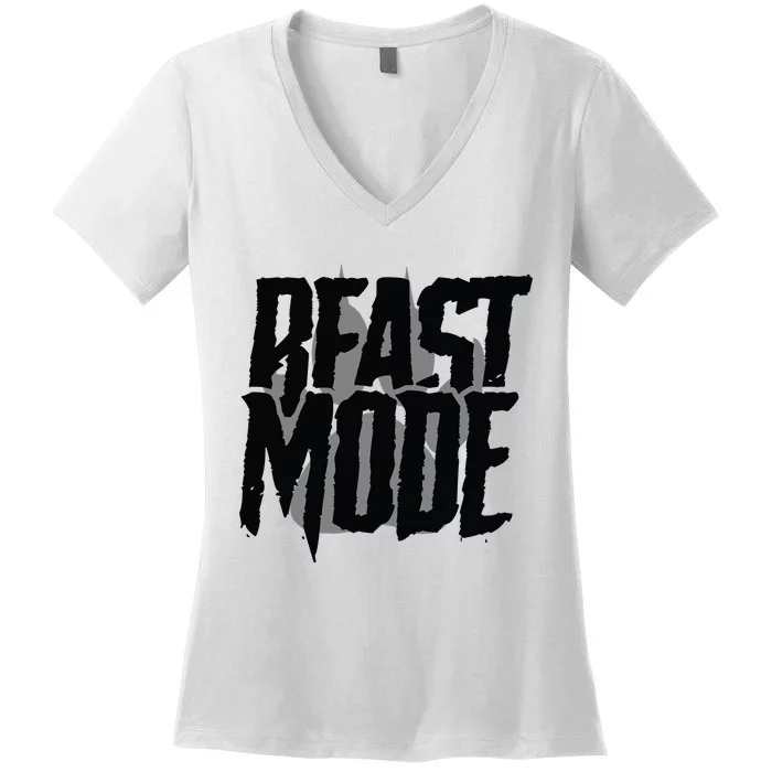 Beast Mode Gym Motivation Women's V-Neck T-Shirt