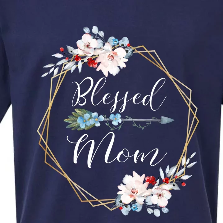 Blessed Mom Grandma Gift Sueded Cloud Jersey T-Shirt