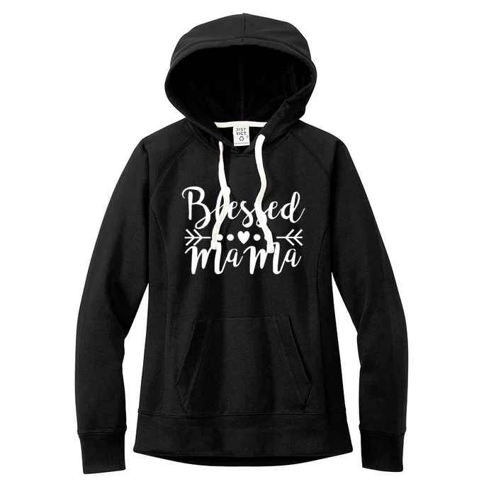 Blessed Mama Gift Mama Bear Llama Shark Gift Plus Size Mom Gift Women's Fleece Hoodie