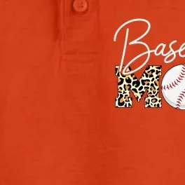 Baseball Mom Gift Leopard Print Cursive Script Gift Dry Zone Grid Performance Polo