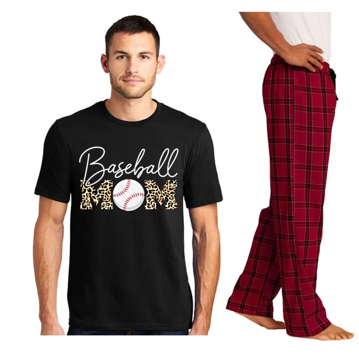 Baseball Mom Gift Leopard Print Cursive Script Gift Pajama Set