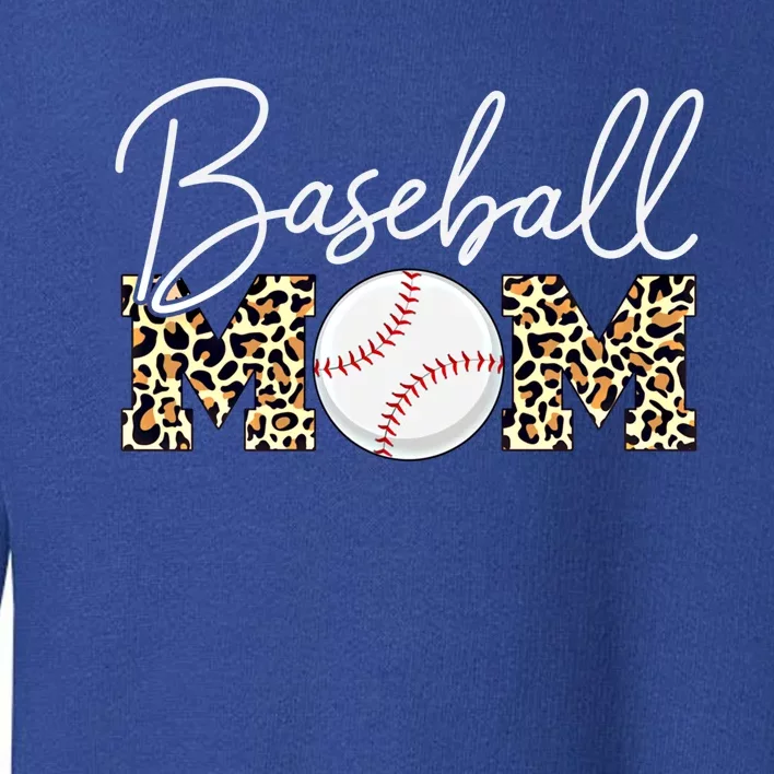 Baseball Mom Gift Leopard Print Cursive Script Gift Toddler Sweatshirt