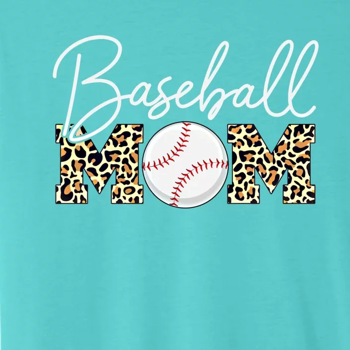 Baseball Mom Gift Leopard Print Cursive Script Gift ChromaSoft Performance T-Shirt