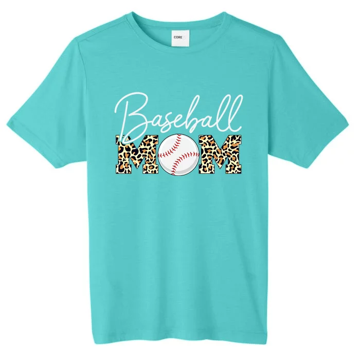 Baseball Mom Gift Leopard Print Cursive Script Gift ChromaSoft Performance T-Shirt