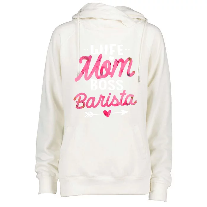 Barista Mom Gift Wife Boss Floral Funny Gift Cool Gift Womens Funnel Neck Pullover Hood