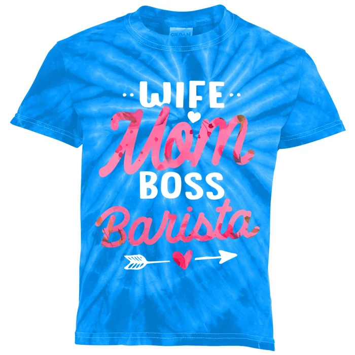 Barista Mom Gift Wife Boss Floral Funny Gift Cool Gift Kids Tie-Dye T-Shirt