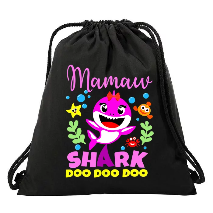 Birthday Mamaw Gifts Shark Mamaw Shark Family Mother's Day Drawstring Bag