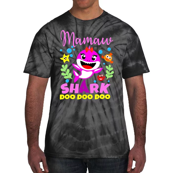 Birthday Mamaw Gifts Shark Mamaw Shark Family Mother's Day Tie-Dye T-Shirt