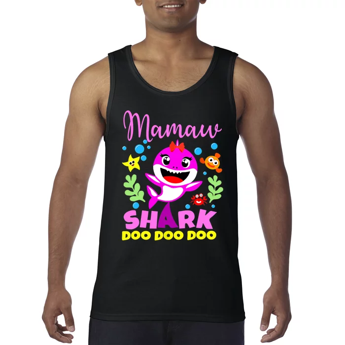 Birthday Mamaw Gifts Shark Mamaw Shark Family Mother's Day Tank Top