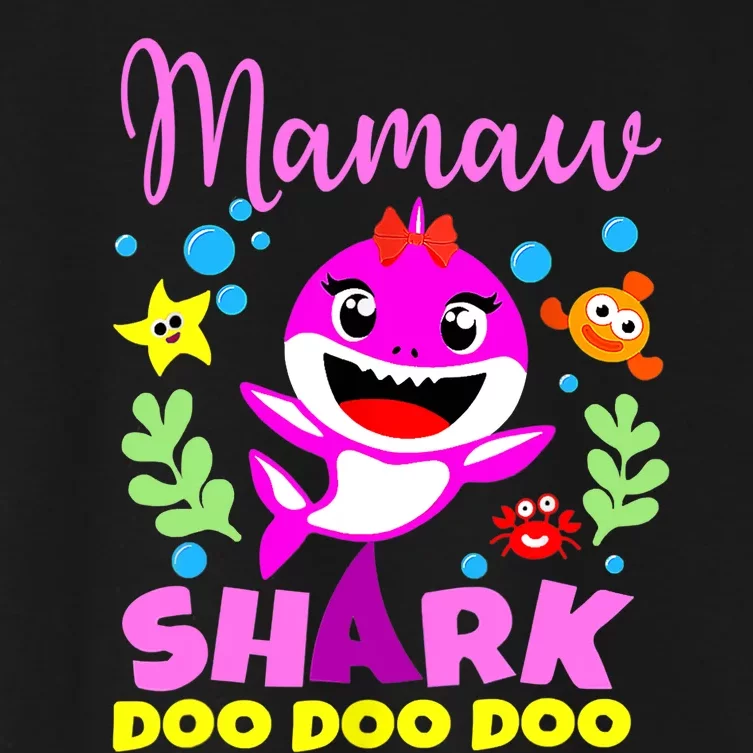 Birthday Mamaw Gifts Shark Mamaw Shark Family Mother's Day Women's Crop Top Tee