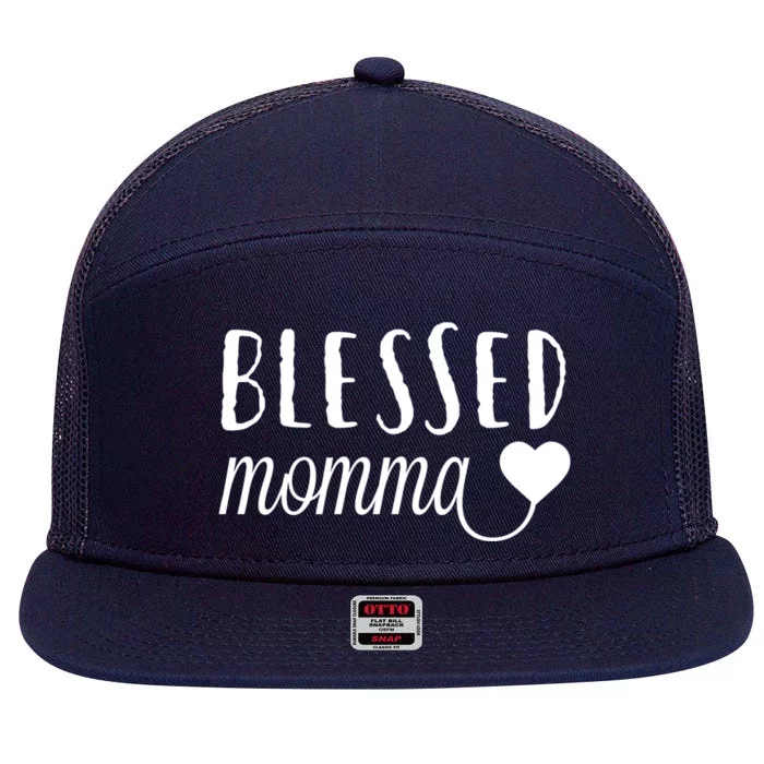 Blessed Momma Gift Badass Mama Wife Mom Boss Blessed Mommy Gift 7 Panel Mesh Trucker Snapback Hat