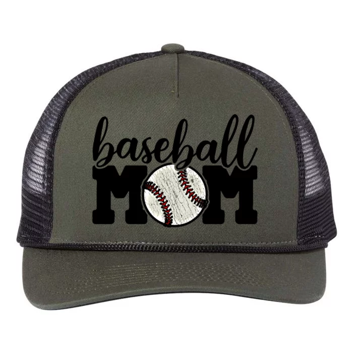 Baseball Mom Gift Gift Cheer Life Super Mother Of Gift Retro Rope Trucker Hat Cap