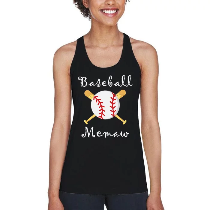 Baseball Memaw Grandsons Game day Gifts to Cheer Grandma Women's Racerback Tank