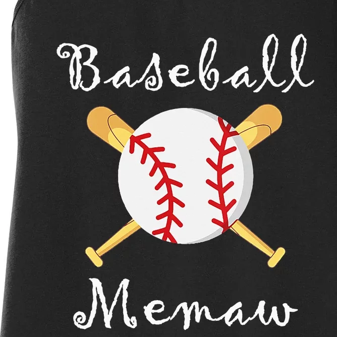 Baseball Memaw Grandsons Game day Gifts to Cheer Grandma Women's Racerback Tank