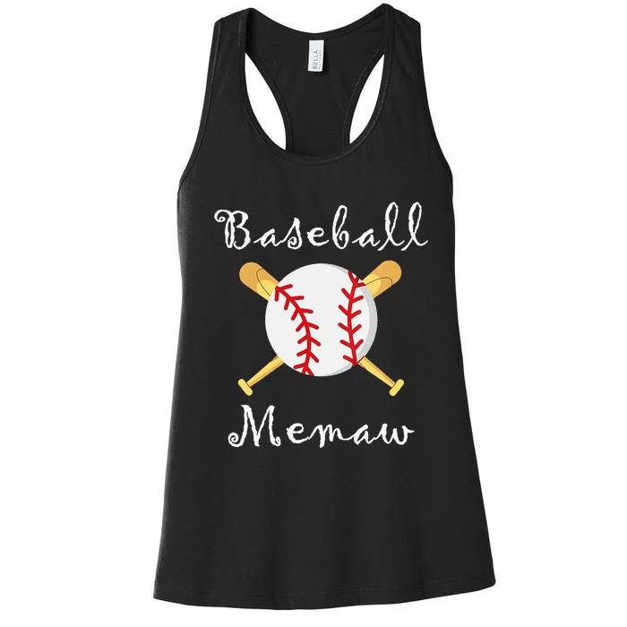 Baseball Memaw Grandsons Game day Gifts to Cheer Grandma Women's Racerback Tank