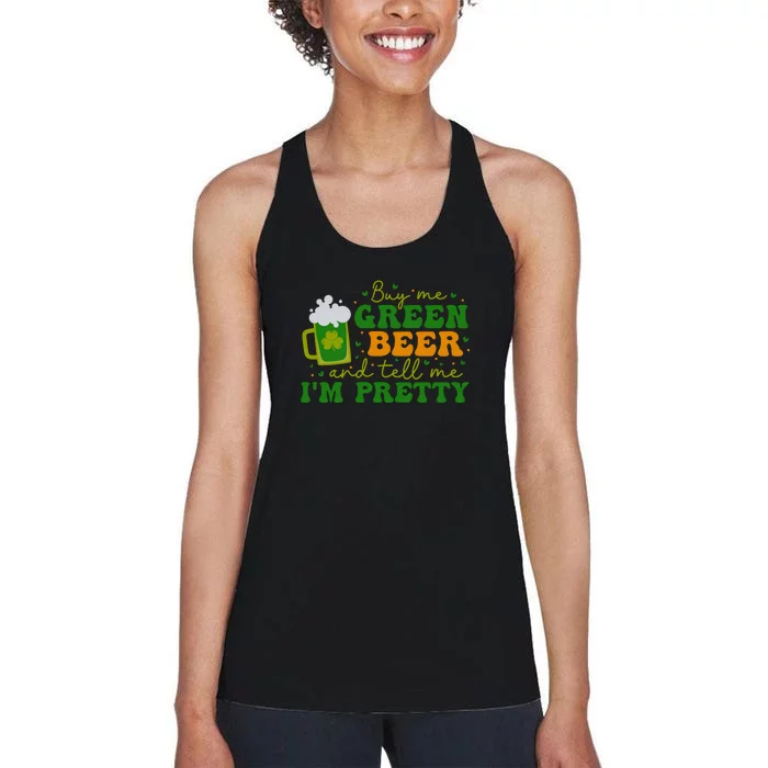 Buy Me Green Beer And Tell Im Pretty Retro St Patrick Day Women's Racerback Tank