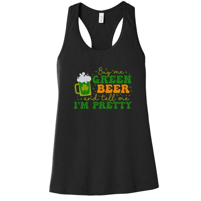 Buy Me Green Beer And Tell Im Pretty Retro St Patrick Day Women's Racerback Tank