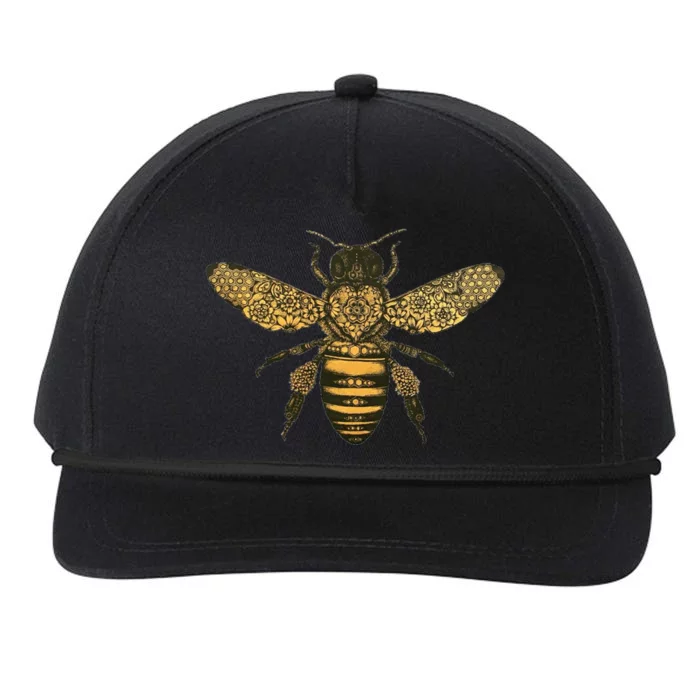 Beekeeper Meaningful Gift Honeycomb Honey Bee Compass Beekeeping Great Gift Snapback Five-Panel Rope Hat